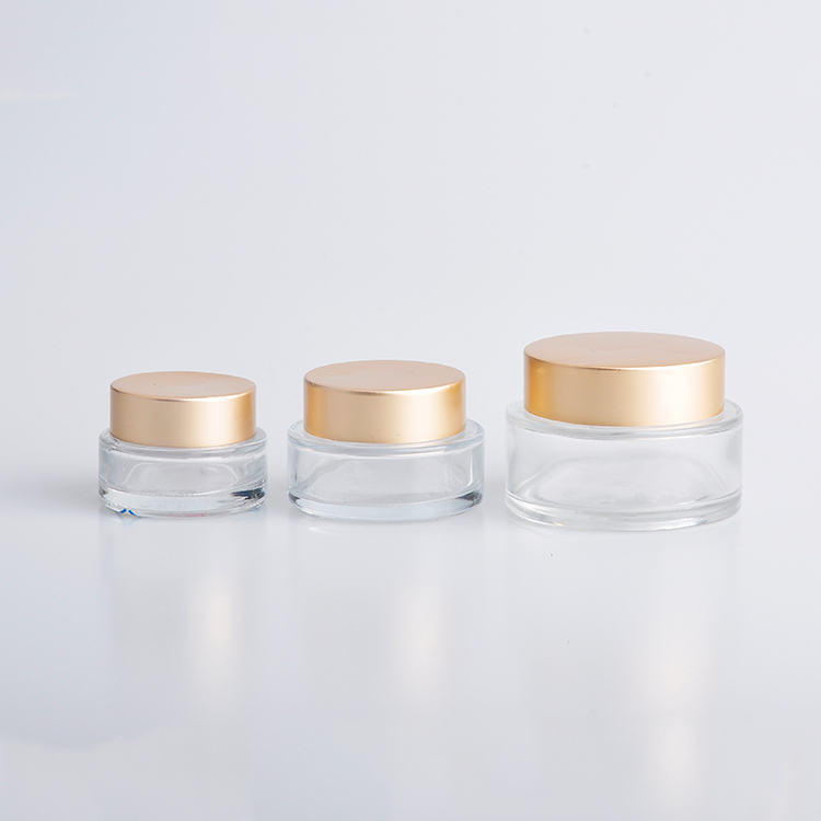 Cylinder Blue Cream Jar 10g Glass Skin Cream Jar With Gold Screw Cap