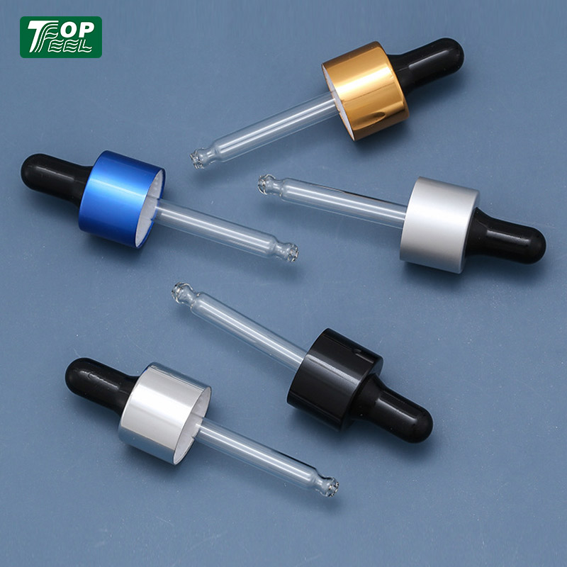 Cylinder Flat Shoulder Rubber Squeeze Aluminium Essential Oil Frosted Dropper Bottle 30ml