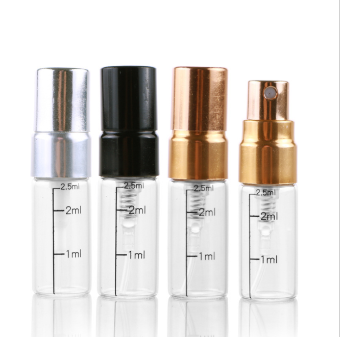Cylinder Perfume Atomizer 2.5ml 3ml 5ml 10ml Glass Pump Spray Bottle with Graduations