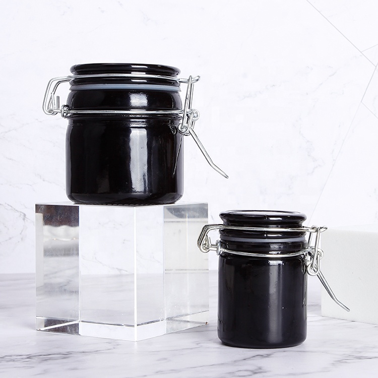 Cylinder Round 50ml 100ml Airtight Glass Storage Jar With Clip Lid For Food Cosmetic Herbs