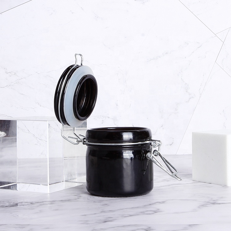 Cylinder Round 50ml 100ml Airtight Glass Storage Jar With Clip Lid For Food Cosmetic Herbs