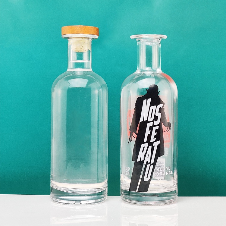 Cylinder Round Shape Wide Lip Extra Flint glass liquor bottle 70cl Gin 700ml Glass Bottles