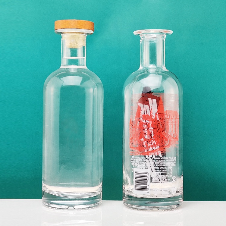 Cylinder Round Shape Wide Lip Extra Flint glass liquor bottle 70cl Gin 700ml Glass Bottles