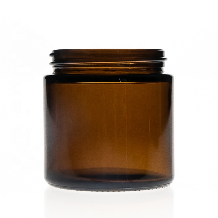 Cylinder Round Straight Wide Mouth 100ml amber glass jar Cosmetic Skin Cream jar with lid