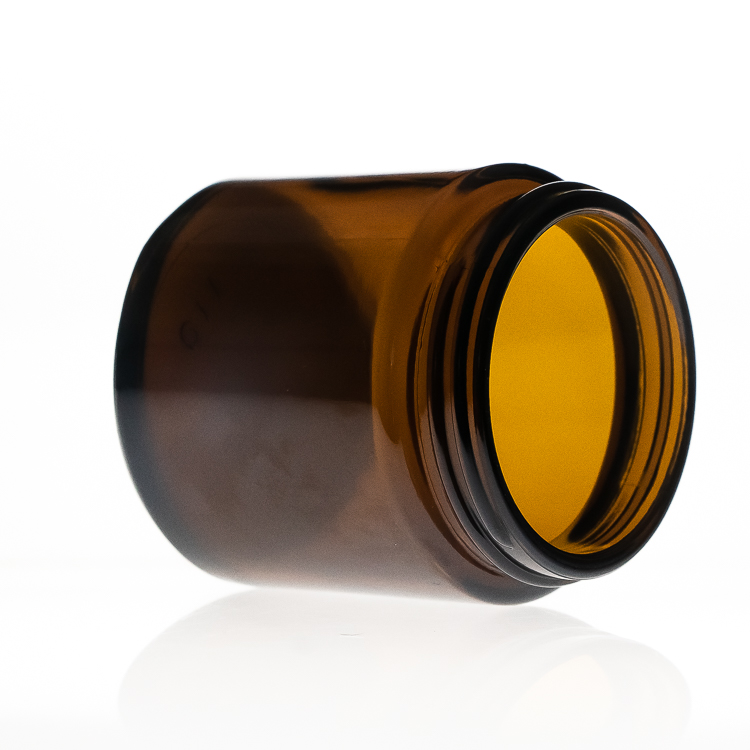Cylinder Round Straight Wide Mouth 100ml amber glass jar Cosmetic Skin Cream jar with lid