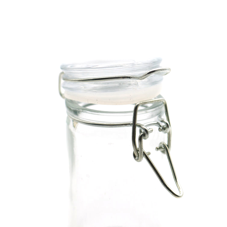 Cylinder Small Glass Spice Jars With Leak Proof Rubber Gasket and Hinged Lid for home / kitchen / wedding