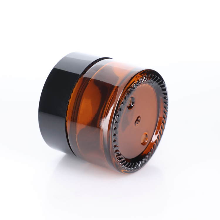 Cylinder cosmetic packaging 20g 30g 50g amber cream jar glass skincare container with screw cap