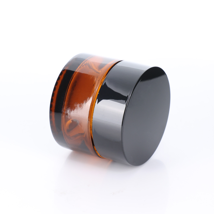 Cylinder cosmetic packaging 20g 30g 50g amber cream jar glass skincare container with screw cap