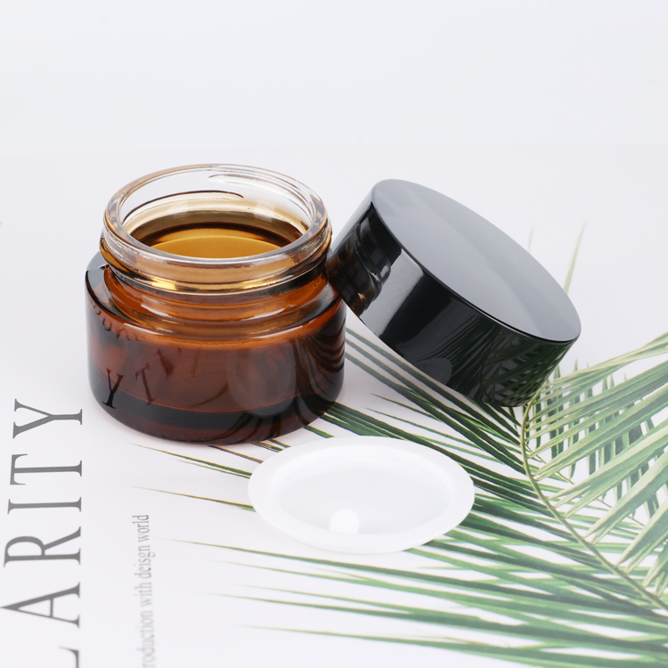 Cylinder cosmetic packaging 20g 30g 50g amber cream jar glass skincare container with screw cap
