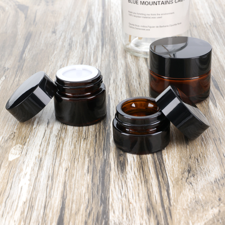 Cylinder cosmetic packaging 20g 30g 50g amber cream jar glass skincare container with screw cap