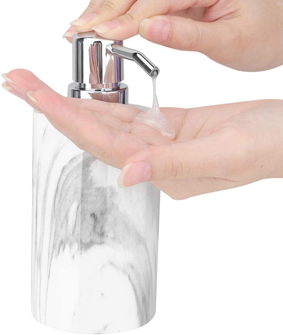 Cylinder-shaped White Marble Lotion Liquid Soap Pump Bottles
