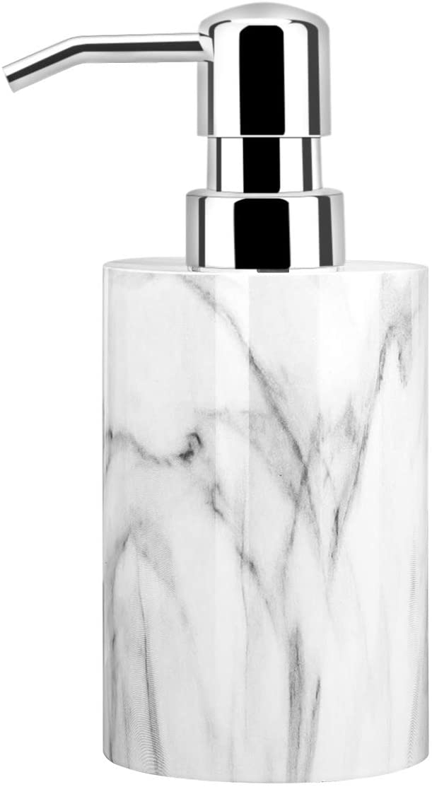Cylinder-shaped White Marble Lotion Liquid Soap Pump Bottles