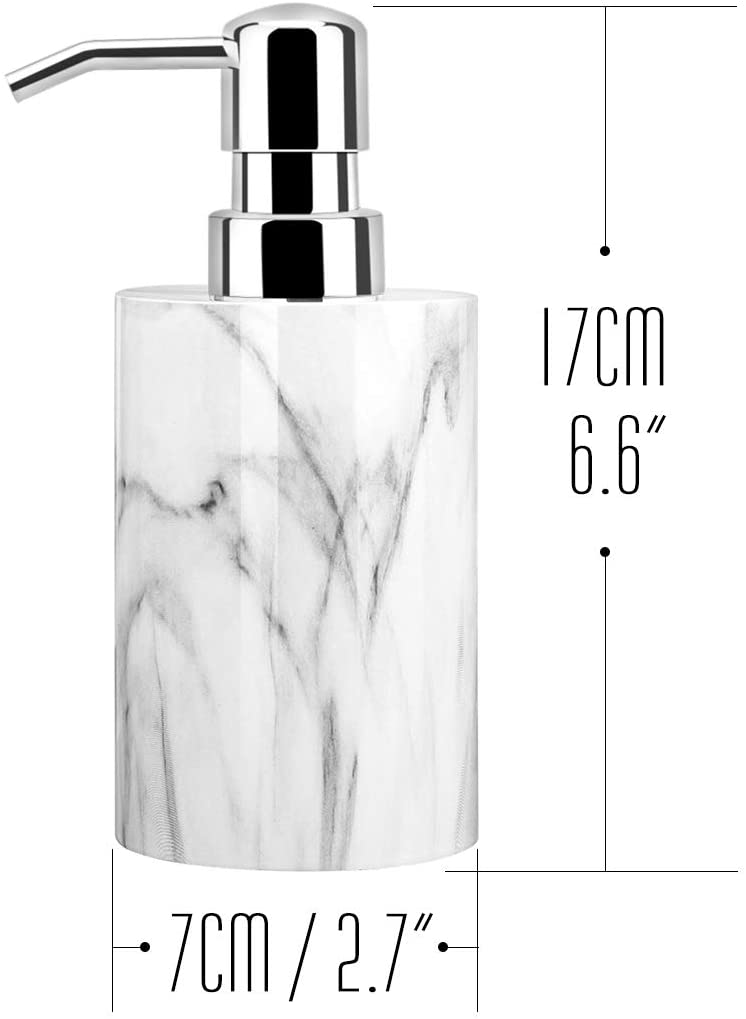 Cylinder-shaped White Marble Lotion Liquid Soap Pump Bottles