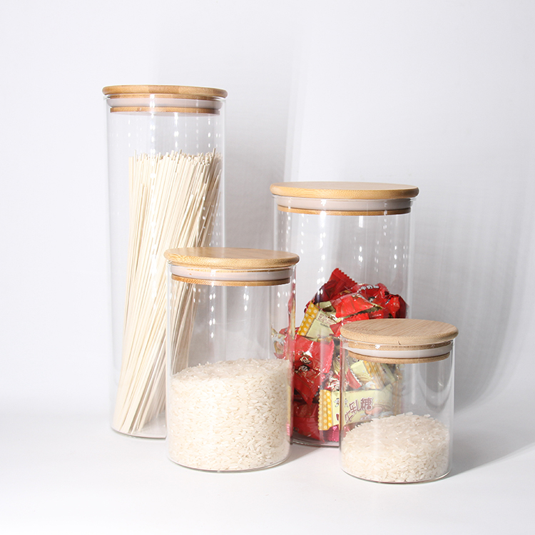 Cylindercal clear wide mouth 300ml 1500ml 8oz 9oz straight sided glass jar packaging food large containers with lids