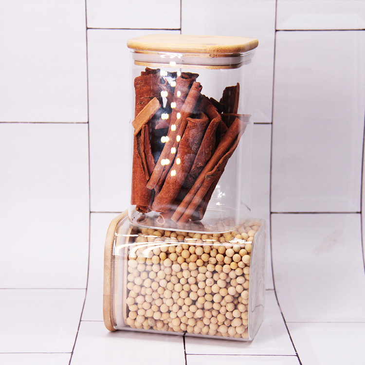 Cylindrical 1L Borosilicate Glass Jar Glass Containers With Lids For Kitchen Food