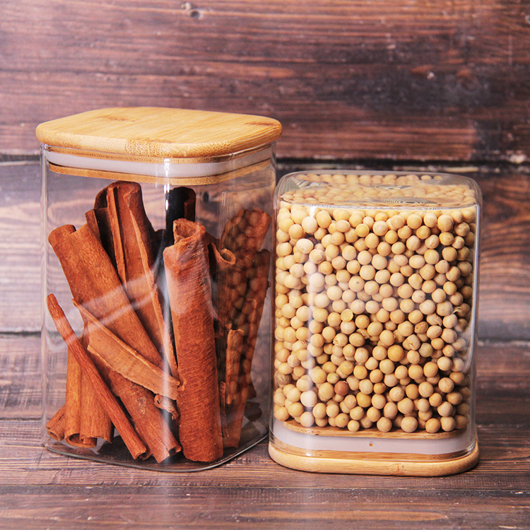 Cylindrical 1L Borosilicate Glass Jar Glass Containers With Lids For Kitchen Food