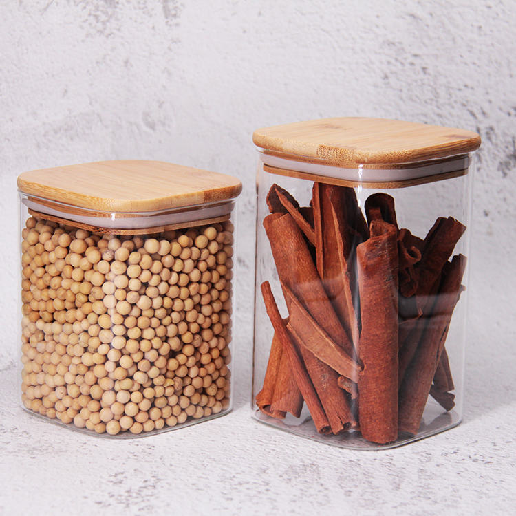 Cylindrical 1L Borosilicate Glass Jar Glass Containers With Lids For Kitchen Food