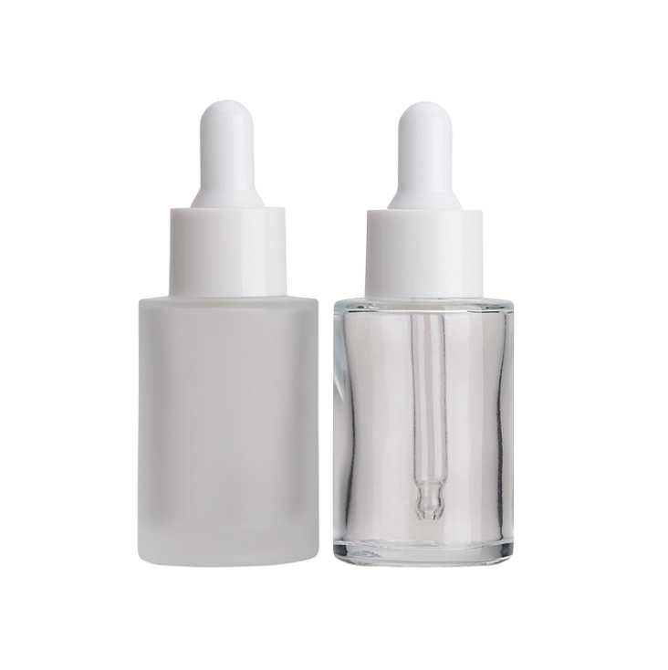 Cylindrical flat shoulder essencial oil dropper bottle 30ml matt clear in stock