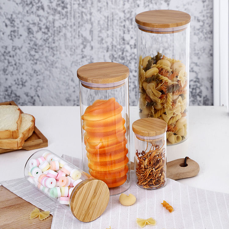 Cylindrical glass sealed tank food storage glass jar empty glass jar