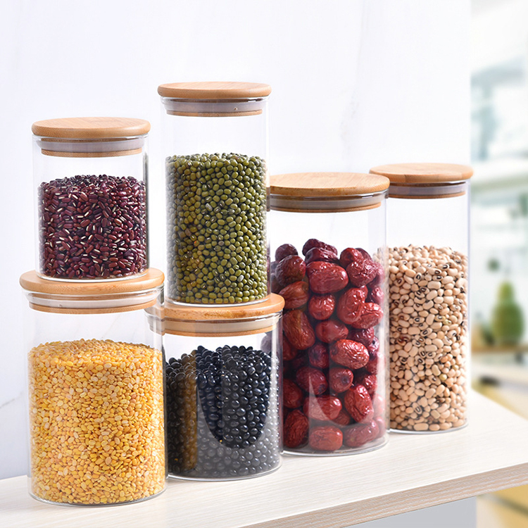 Cylindrical glass sealed tank food storage glass jar empty glass jar