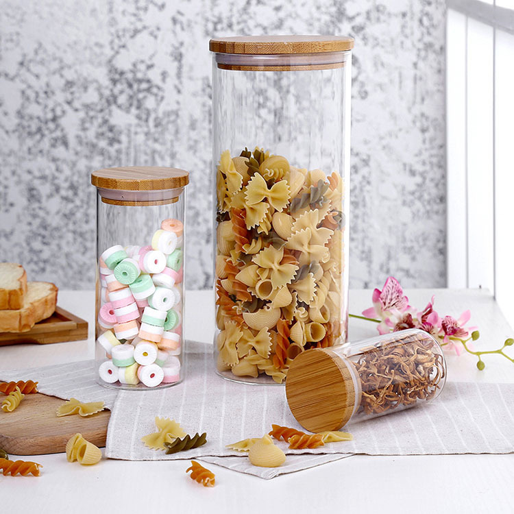 Cylindrical glass sealed tank food storage glass jar empty glass jar