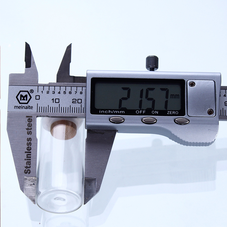 D22mm Empty glass bottle small Flat Glass Vial Test Tube with bamboo Lid for Tea Leaf