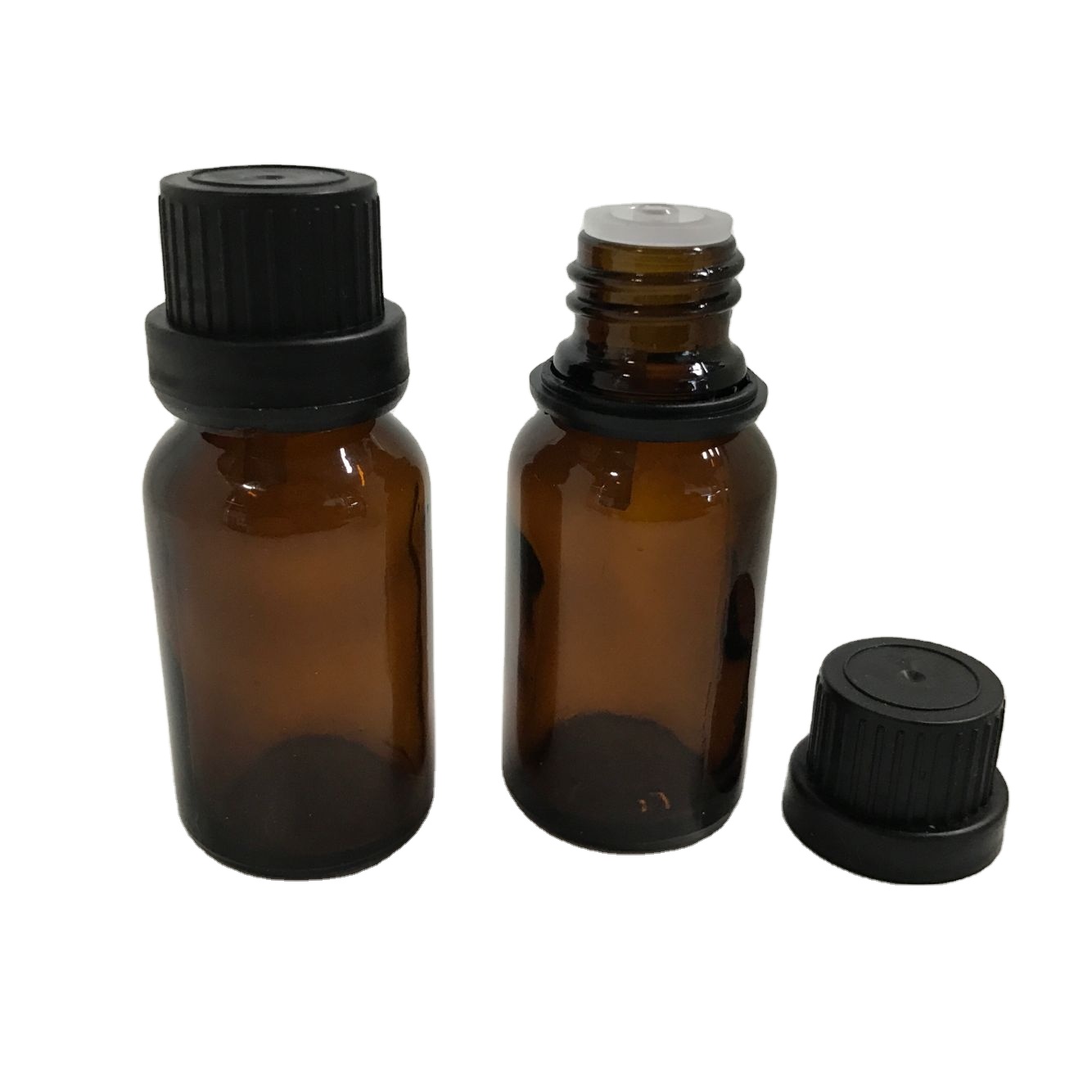 DIN 18mm Brown 15ml European Dropper glass bottles with black screw cap for  Cosmetic Packaging