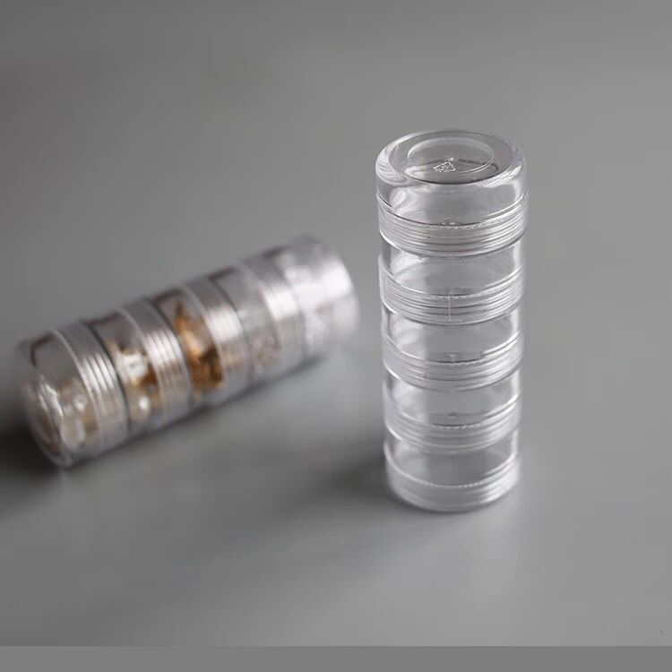 DIY 10g removable plastic clear jewelry material storage box Cosmetic Packing container 5 grid circular link box
