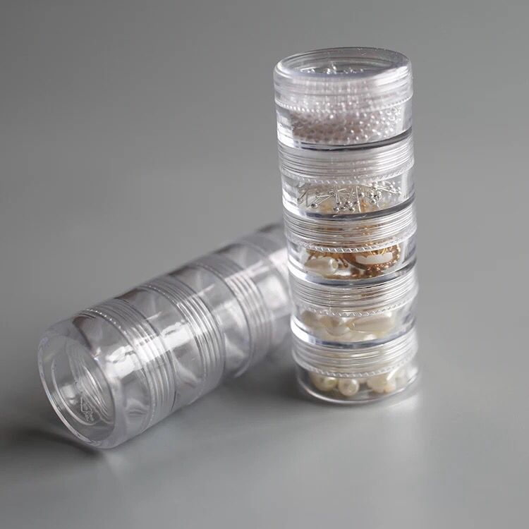 DIY 10g removable plastic clear jewelry material storage box Cosmetic Packing container 5 grid circular link box