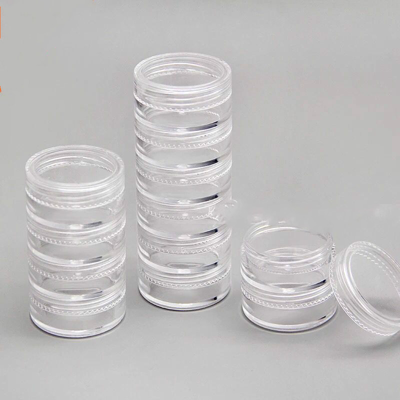 DIY 10g removable plastic clear jewelry material storage box Cosmetic Packing container 5 grid circular link box