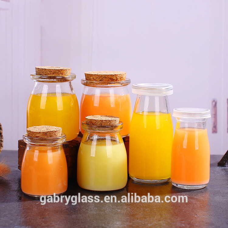 DIY Cooking Milk Bottle Glass Pudding Bottle with cork Yogurt Cup High Temperature Pudding Cup Mousse Cup