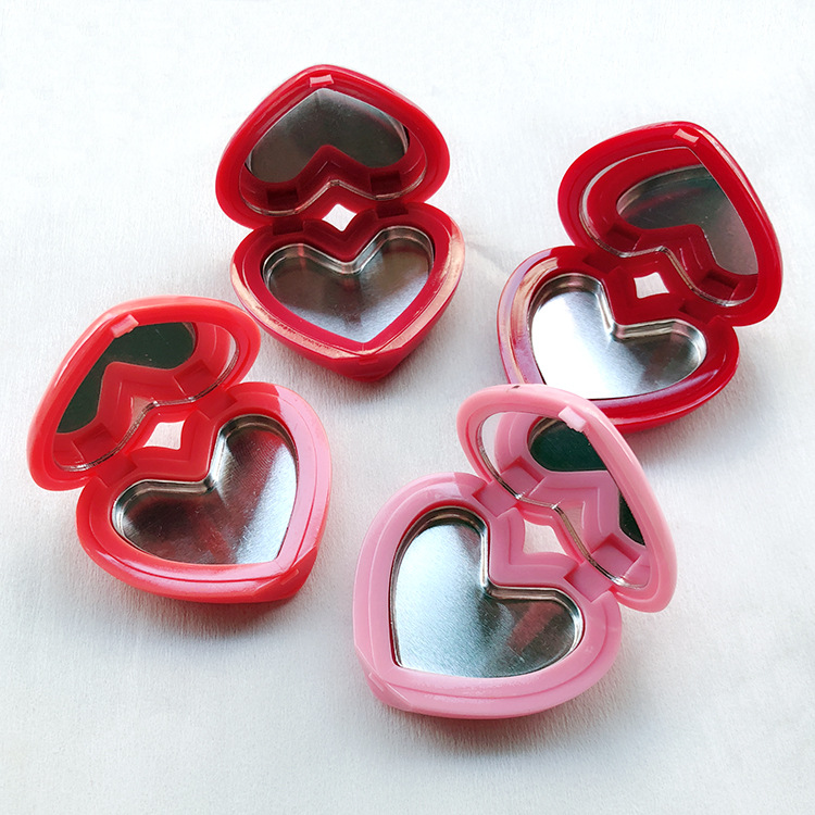 DIY Heart Shaped Empty Eyeshadow Box Custom Lipstick Press Plate with Aluminum Plate with Mirror