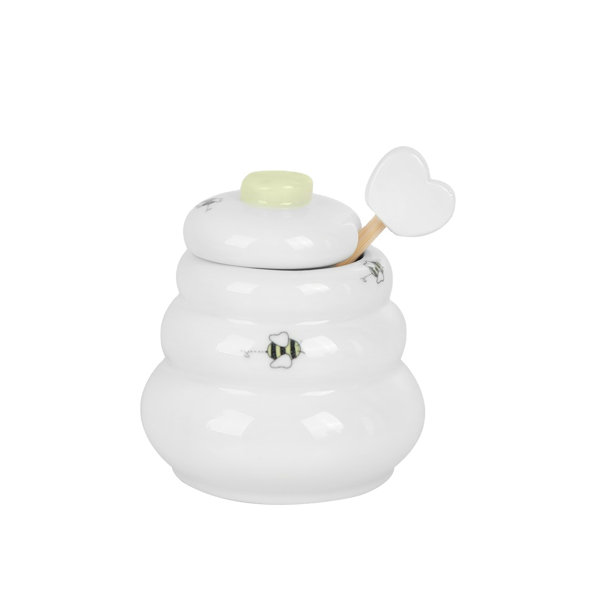 DTK New Shape Design Small Bee Design Ceramic Honey Jar with Dripper