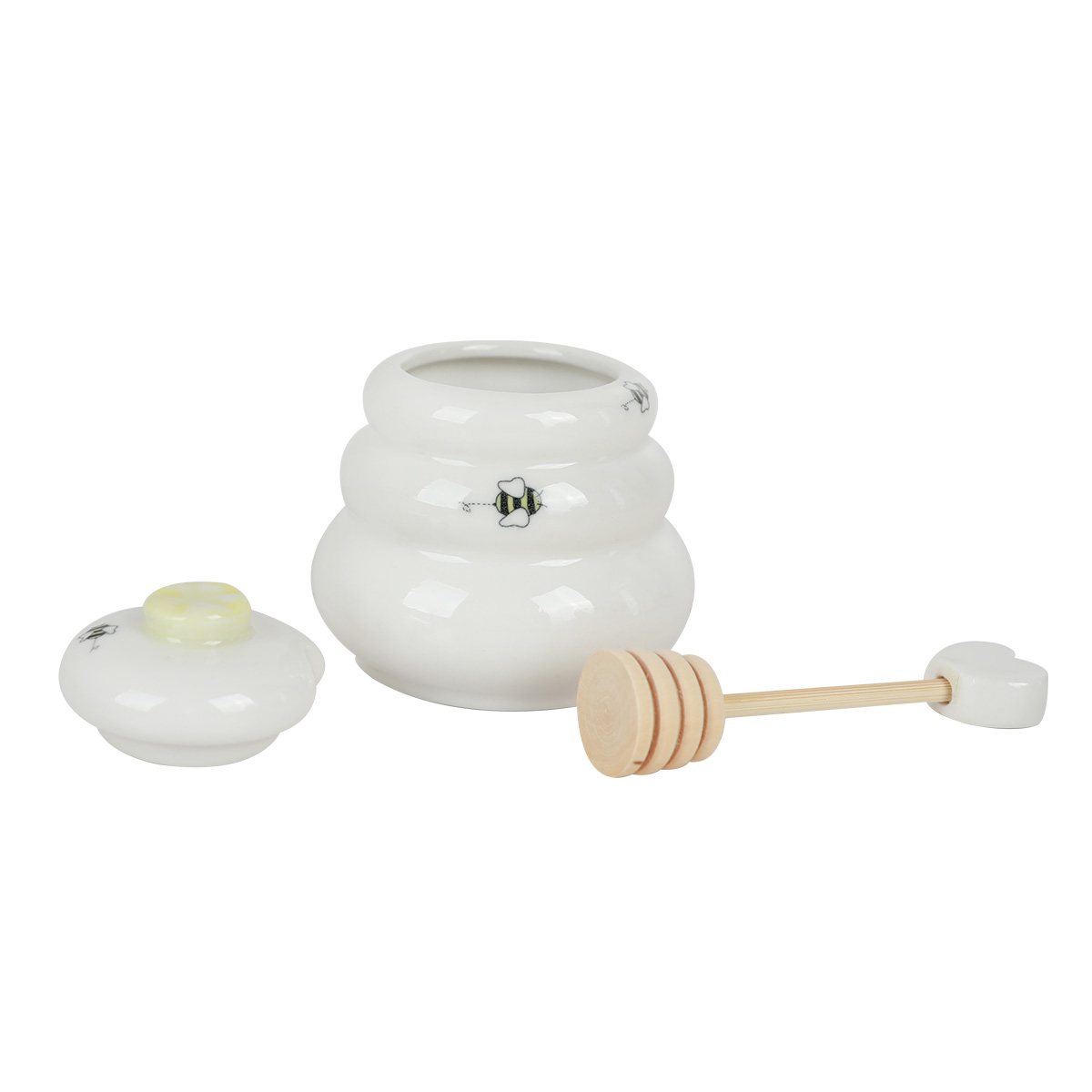 DTK New Shape Design Small Bee Design Ceramic Honey Jar with Dripper