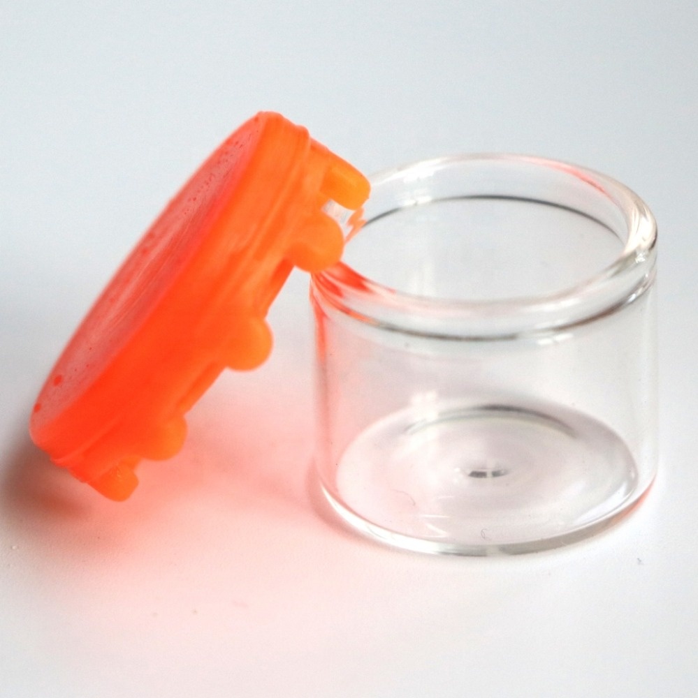 Dab Glass Jar 6ml cream lotion glass bottle with softy silicone drippy lid mini wax oil CBD oil glass container jar