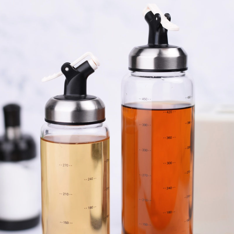 Daily 330ml 450ml Square Glass Olive Oil Bottle Vinegar Sauce Bottle For Oiler Cruet Condiment Packing