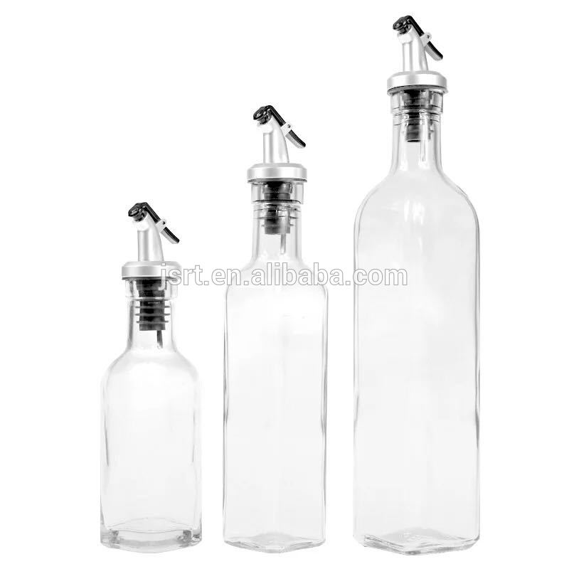 Daily 500ml square glass olive oil bottle vinegar sauce bottle for oiler cruet condiment packing