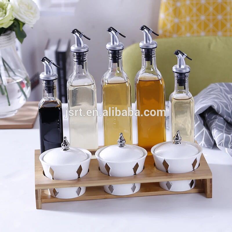 Daily 500ml square glass olive oil bottle vinegar sauce bottle for oiler cruet condiment packing