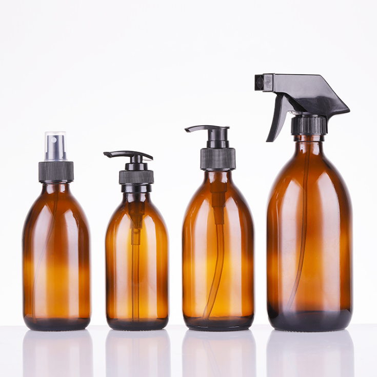 Daily Life Used Amber Or Transparent Color Glass Pump Bottle