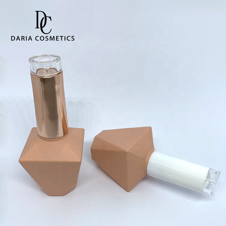 Daria Cosmetics diamond factory price free sample print logo 15ml empty gel nail polish bottles with diamond silver lids