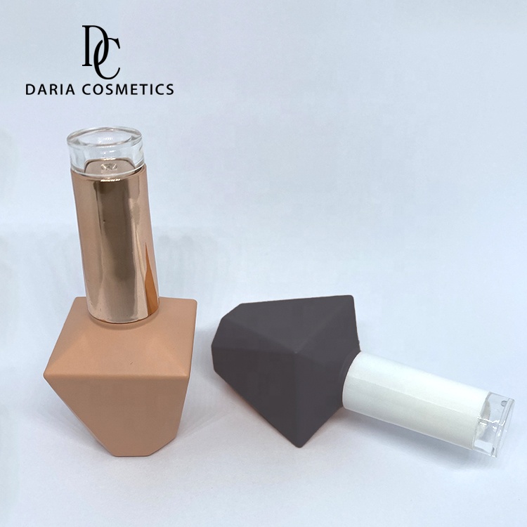 Daria Cosmetics diamond factory price free sample print logo 15ml empty gel nail polish bottles with diamond silver lids