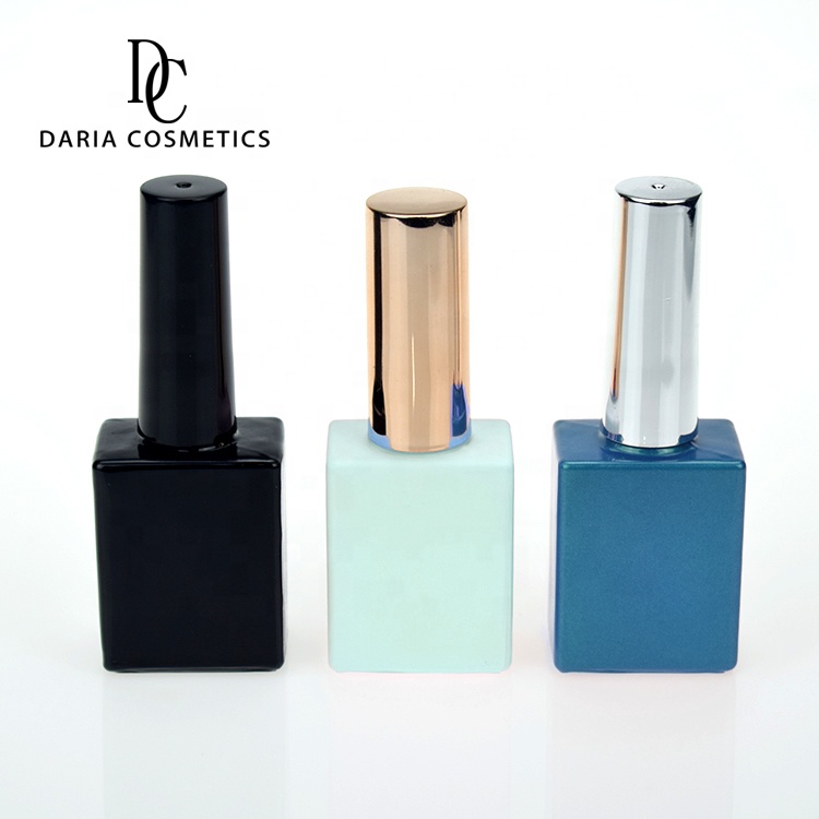 Daria Cosmetics free sample best price custom color matte sauqre 10 empty glass gel nail polish bottles with oval brush