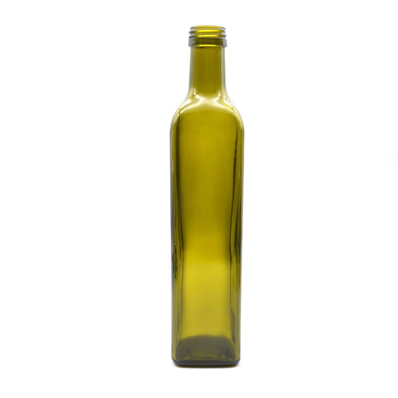Dark Green square Fancy Cooking oil Olive Oil Glass Bottle with metal lid