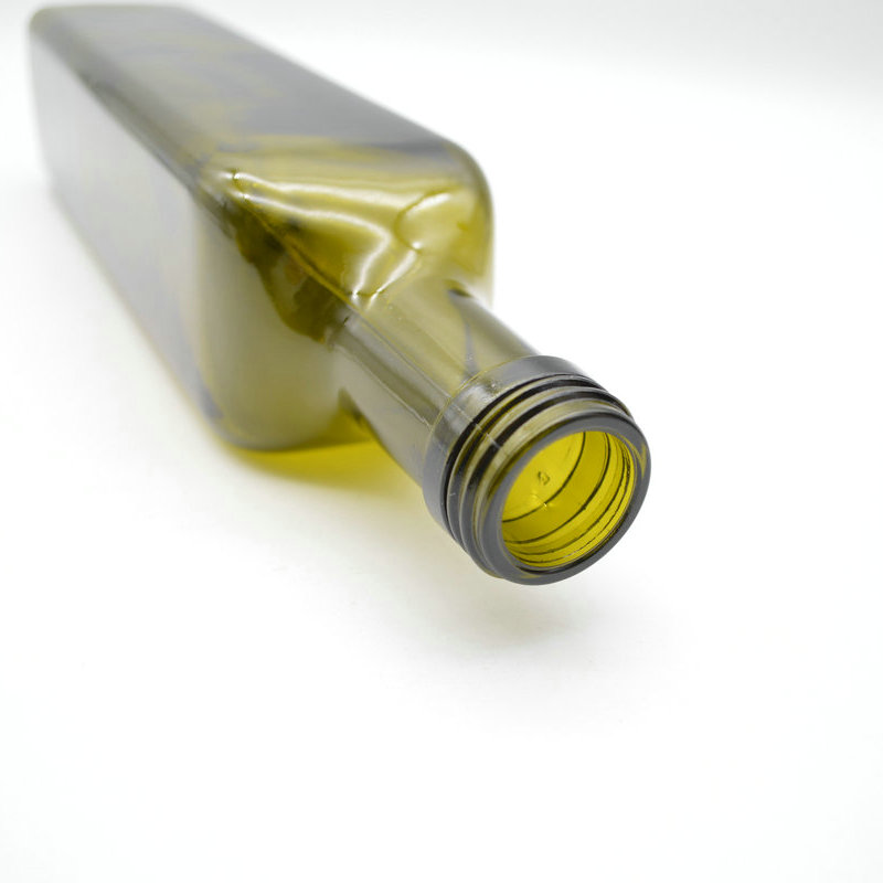 Dark Green square Fancy Cooking oil Olive Oil Glass Bottle with metal lid