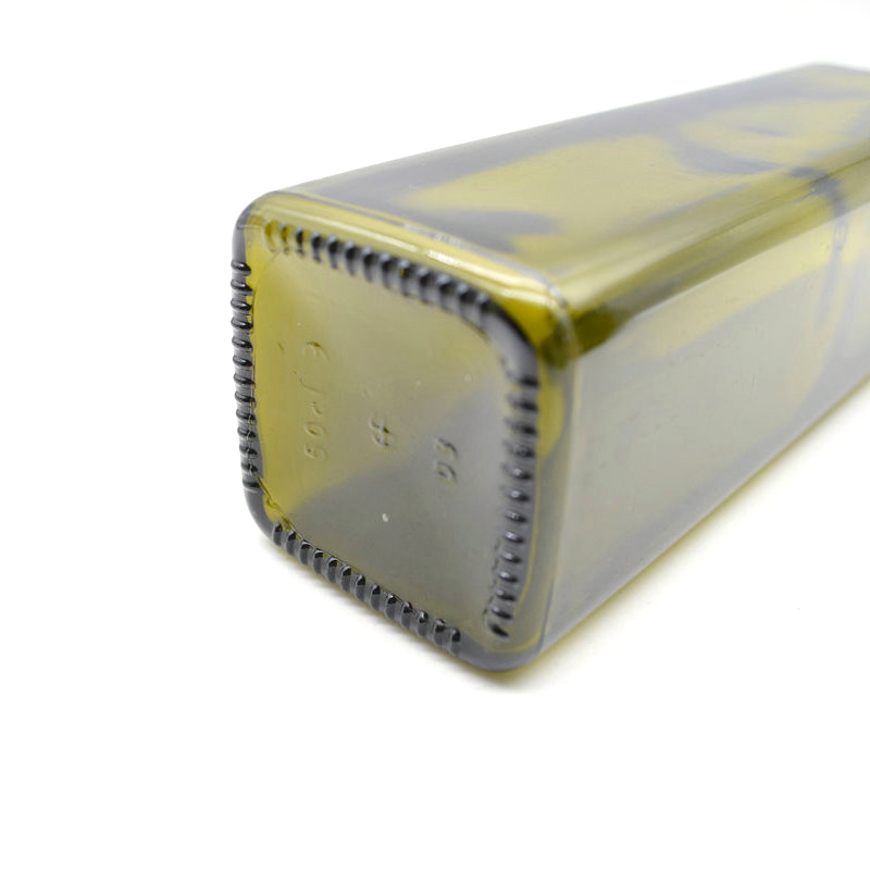 Dark Green square Fancy Cooking oil Olive Oil Glass Bottle with metal lid