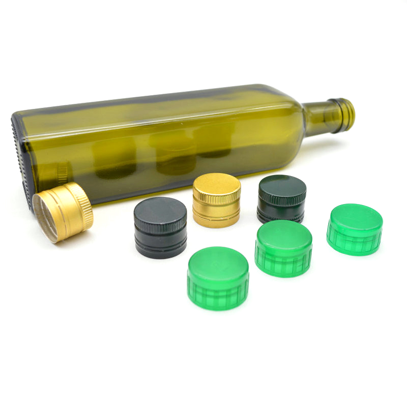 Dark Green square Fancy Cooking oil Olive Oil Glass Bottle with metal lid