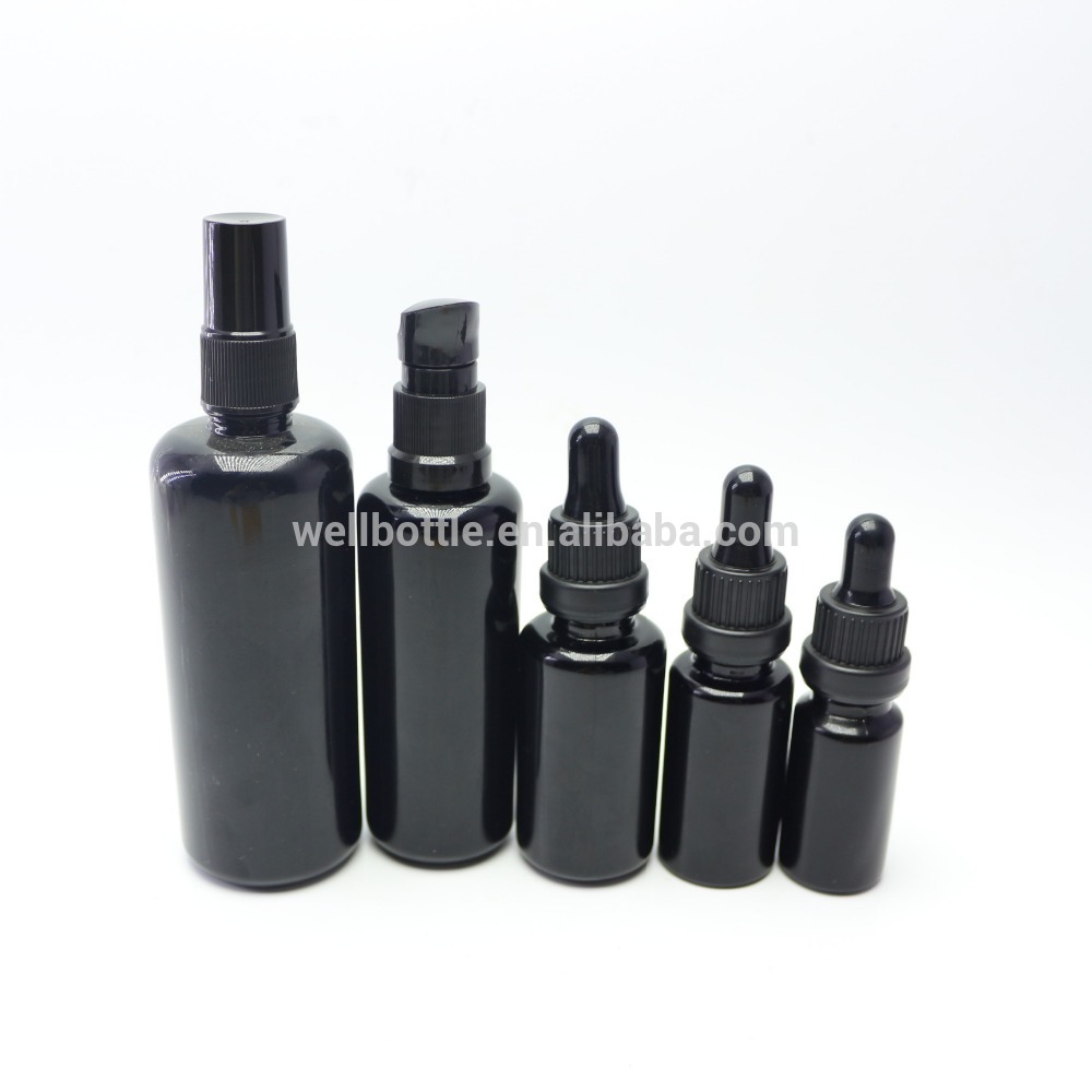 Dark violet glass bottle and Dark violet glass cream jar DVJ-001Z