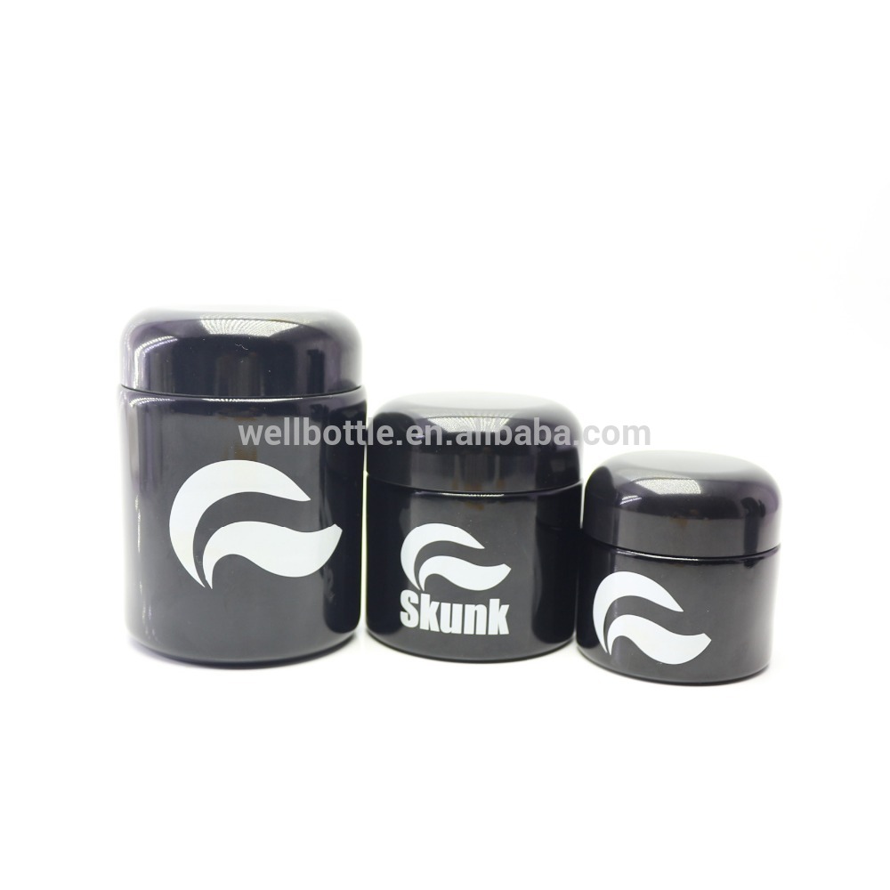 Dark violet glass bottle and Dark violet glass cream jar DVJ-001Z