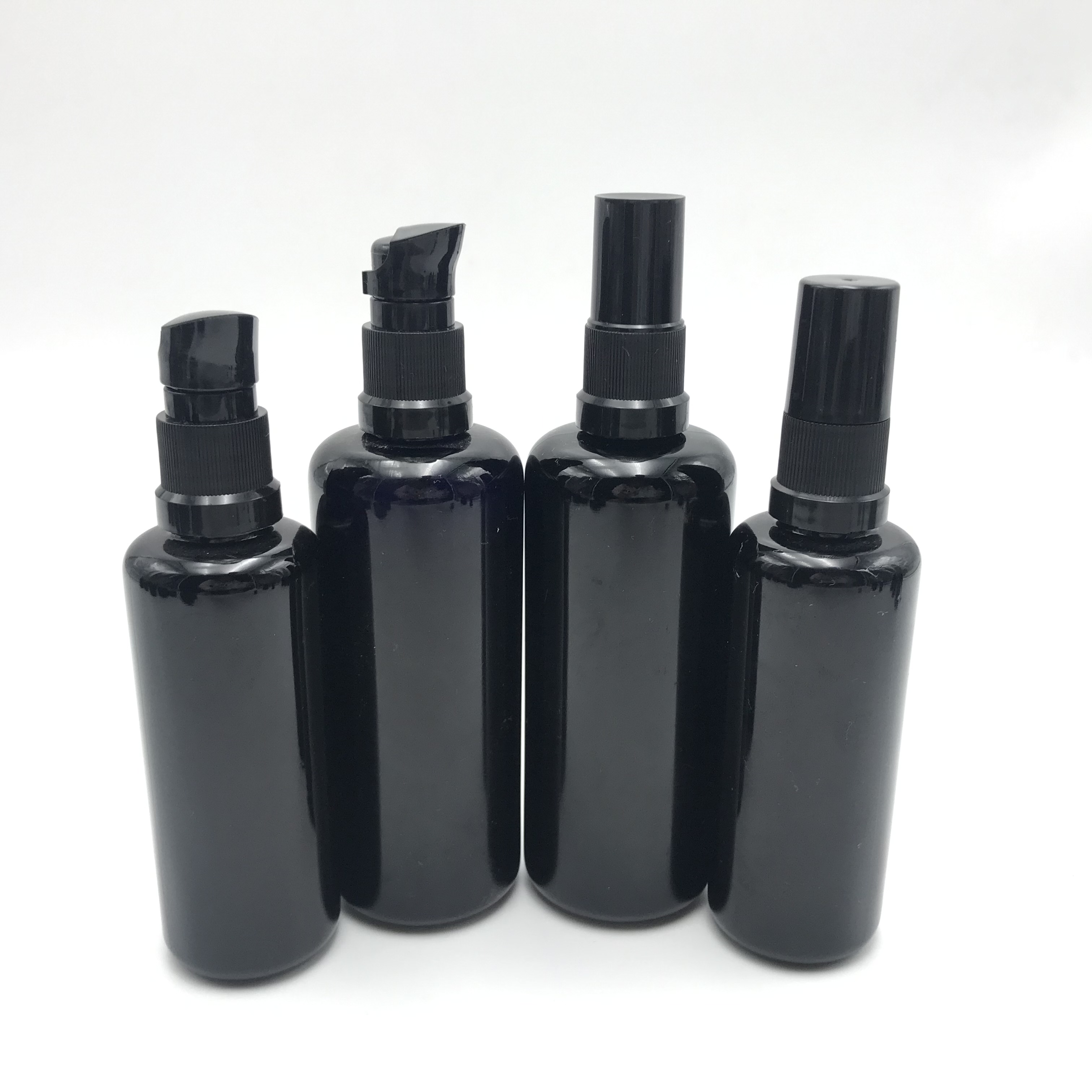 Dark violet glass dropper bottle and Dark violet glass cream jar DBJ-001C