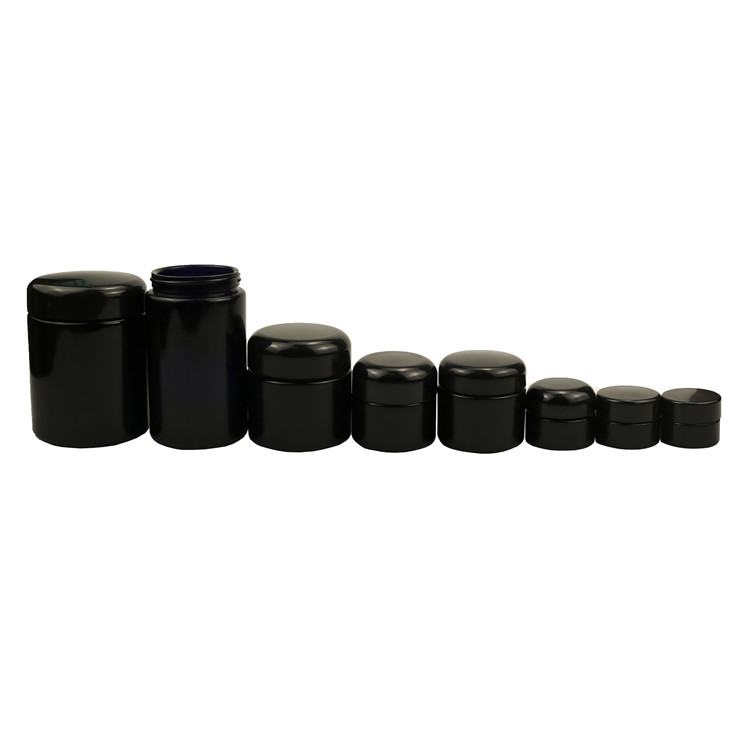 Dark violet wide mouth 2oz 3oz 4 oz glass jars with lid cream black glass jar UV resistant glass jar